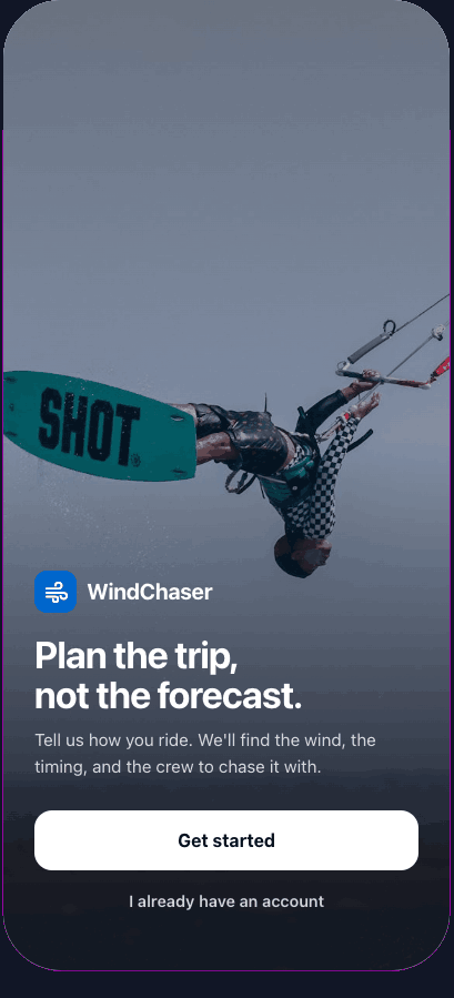 The WindChaser app, Today screen