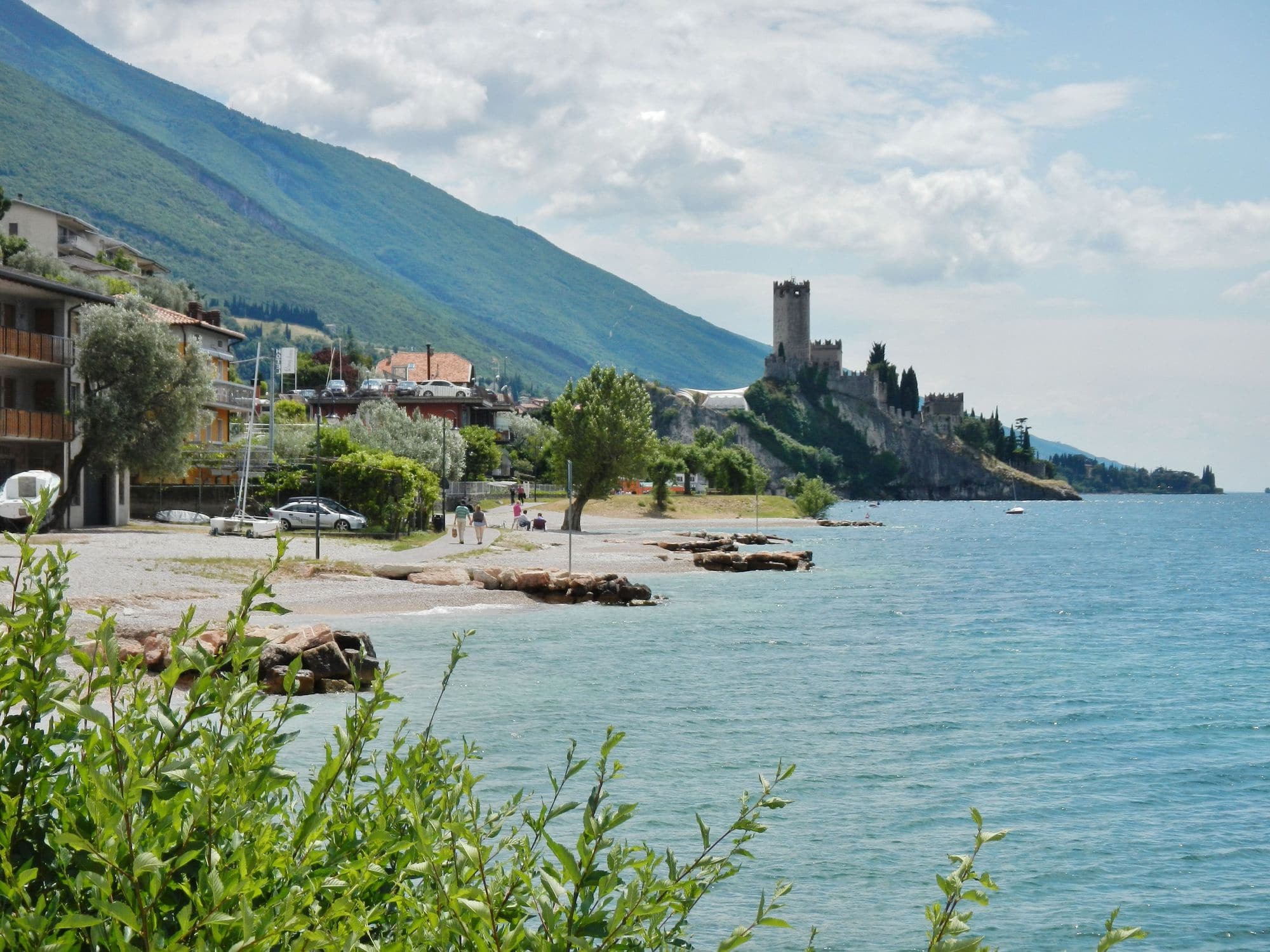 Malcesine and the Castello Scaligero from the lake shore